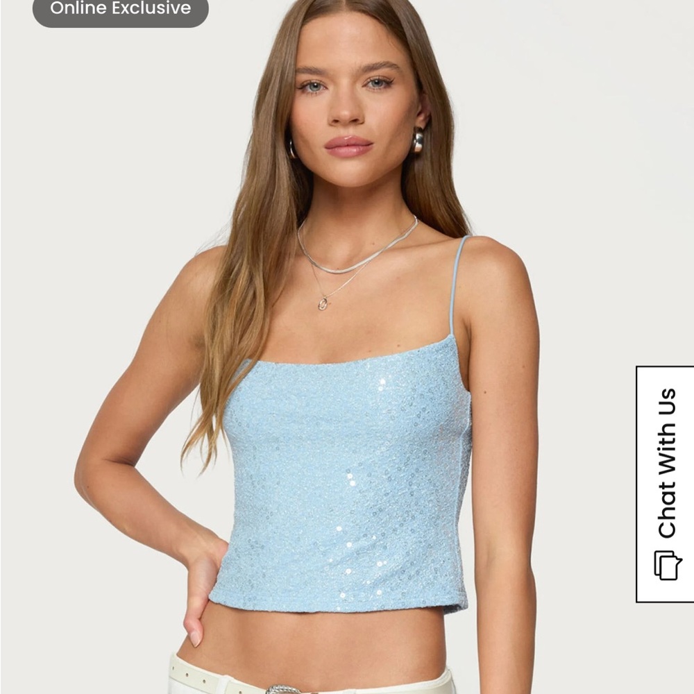 NWT - Edikted Metallic and Sequin Texture Tank Top